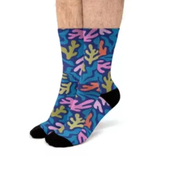 Blue Coral Kelp Pattern Fit Crew Socks CARTIO0710