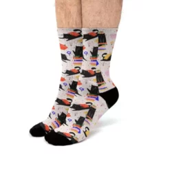 Cats And Books And Flowers Pattern Fit Crew Socks CARTIO0771