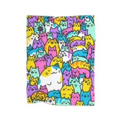 Doodletown Kitties - Neon Premium Fleece Blanket CARTIO0915
