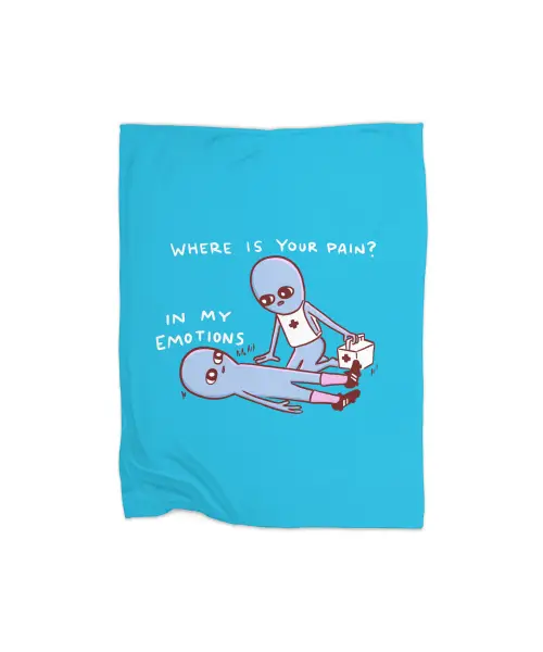 Strange Planet Special Product: Where Is Your Pain? In My Emotions Premium Fleece Blanket CARTIO0931