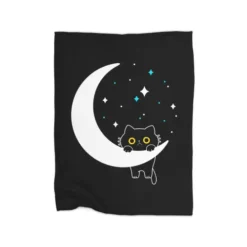 Meowing Moon Premium Fleece Blanket CARTIO1023